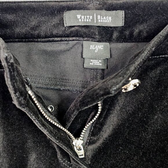 WHITE HOUSE BLACK MARKET Velvet Skirt BLACK size 0 XS Rhinestones Short Retro - Picture 7 of 9